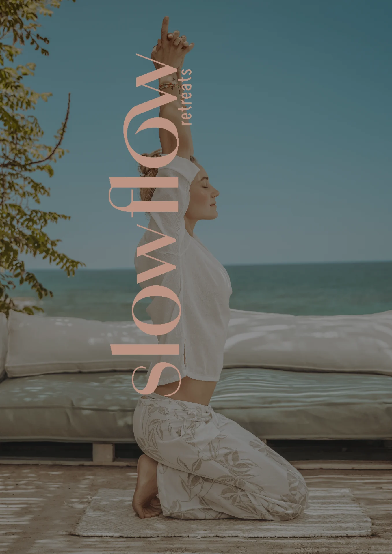 Slow Flow retreats wordmark on a yoga photograph