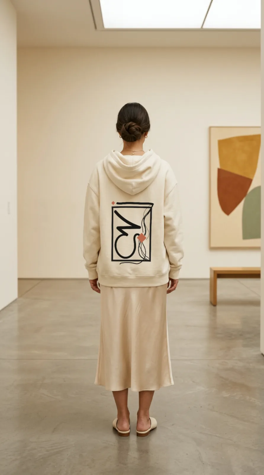 Chapter cream hoodie with terracotta symbol artwork