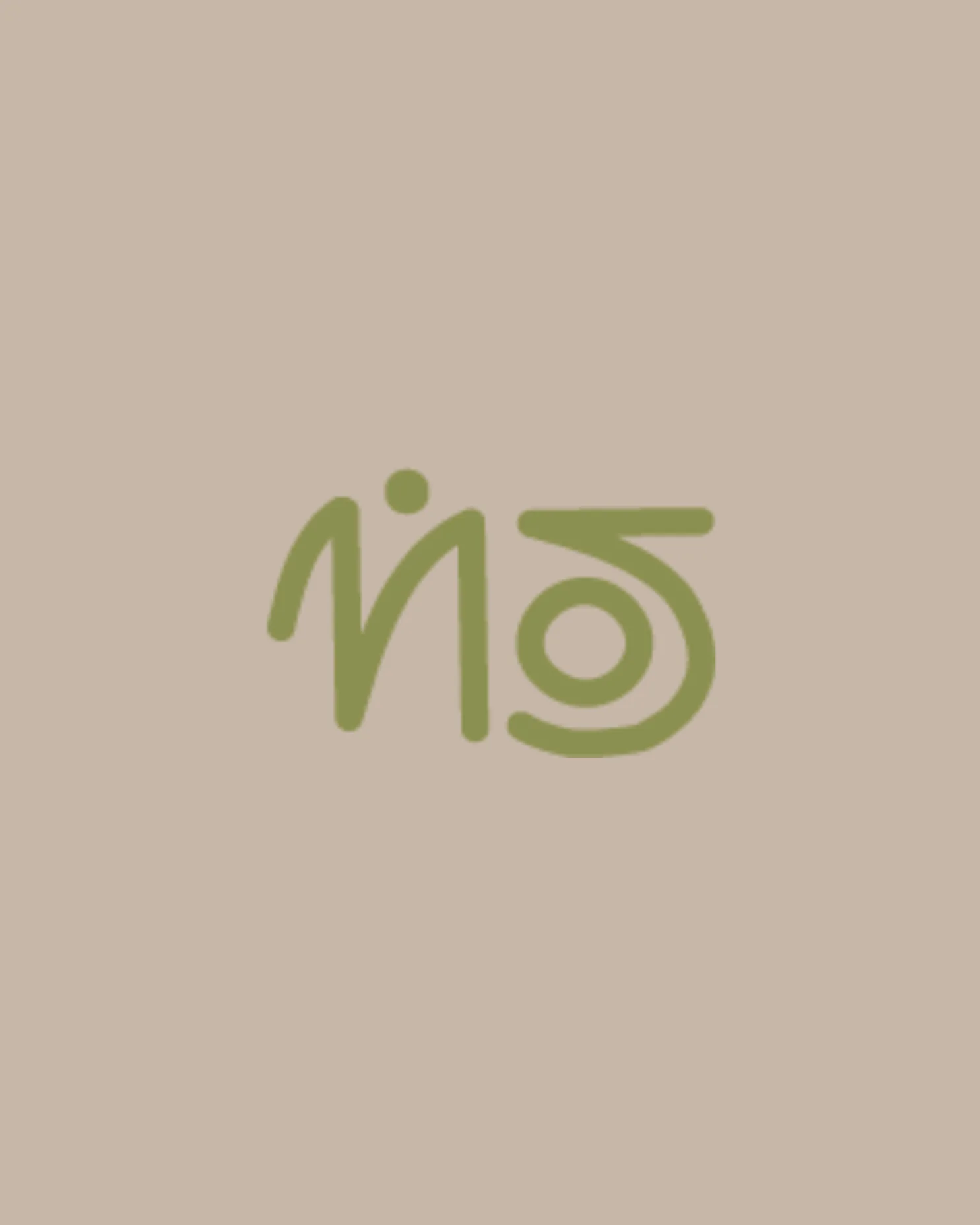 Mos expressive logo in sage green on a canvas-coloured background