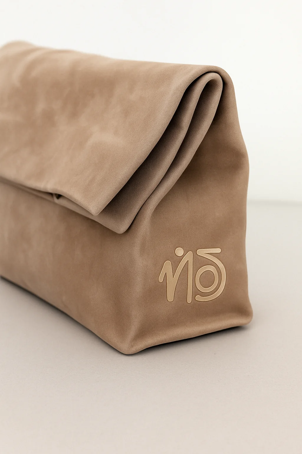 Mos soft beige tote with its logo printed near the corner